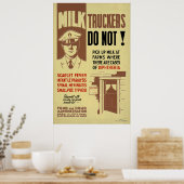 Melktrucker FDA Waarschuwing 1940 WPA  Gezondheid Poster (Keuken)