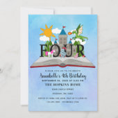 Melkveren Pop Boek Kinder Vierde verjaardag Kaart (Voorkant)