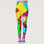 Melkvet heldere heldere patronen gemengde kleuren leggings (Voorkant)