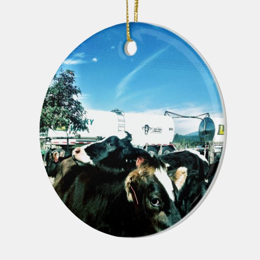 melkvrachtwagen keramisch ornament (Links)