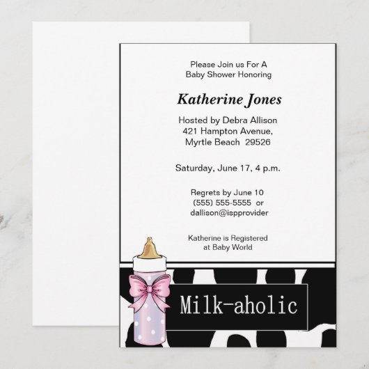 Melkweg Babymeisjes Uitnodiging (Voorkant / Achterkant)