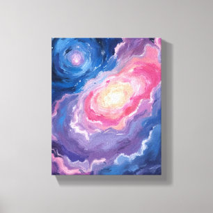 Melkweg Boven Hemel Sterren Pastel Waterverf Canvas Afdruk