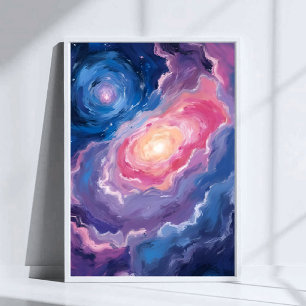 Melkweg Boven Lucht Sterren Pastel Waterverf Poster