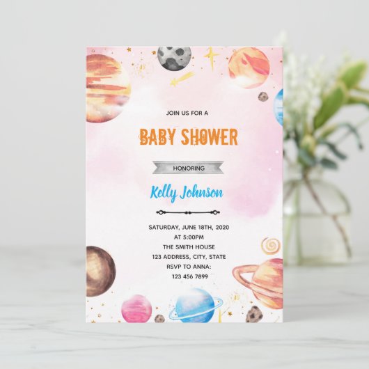 Melkweg buitenruimte douche uitnodiging (Staand voorkant)