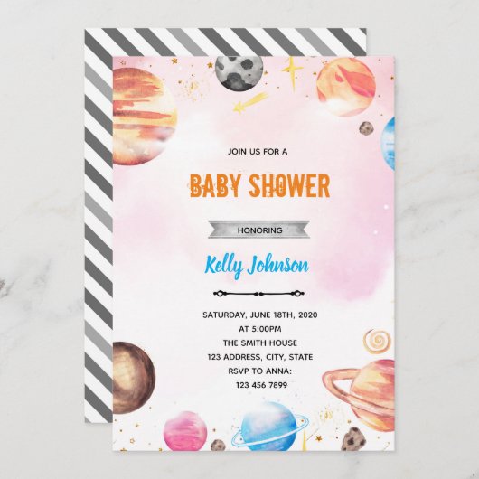 Melkweg buitenruimte douche uitnodiging (Voorkant / Achterkant)