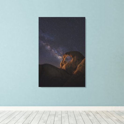 Melkweg en wiellopers | Alabama Hills Canvas Afdruk (Insitu (Houten vloer))
