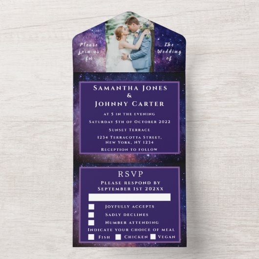 Melkweg heelal nevel sterrenhemel foto all in one uitnodiging (Binnen)