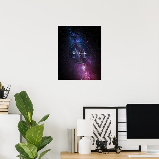 Melkweg heldere kleuren personaliseerbaar monogram poster (Thuiskantoor)