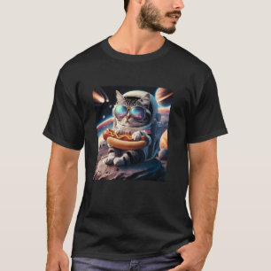 Melkweg Kat Eet Hotdog Grappige Ruimte Astronaut K T-shirt