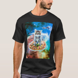 Melkweg Kitty Kat Rijdt Pizza In De Ruimte T-shirt