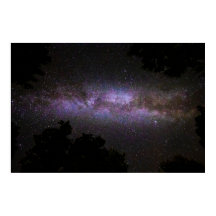 Melkweg met bomen silhouette