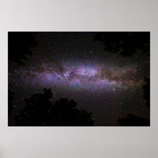 Melkweg met bomen silhouette poster (Voorkant)