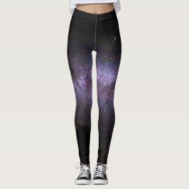 Melkweg met silhouet van bomen leggings