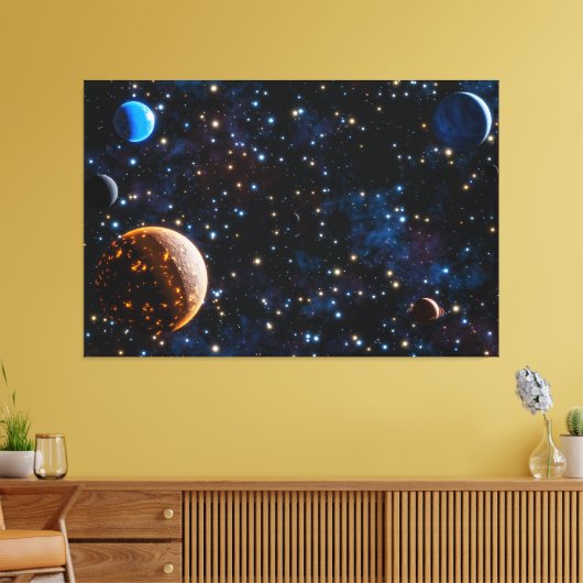 Melkweg met sterren en planeten canvas afdruk (Insitu (Woonkamer))