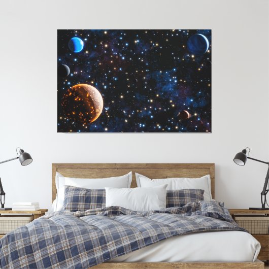 Melkweg met sterren en planeten canvas afdruk (Insitu (Slaapkamer))