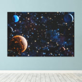 Melkweg met sterren en planeten canvas afdruk (Insitu (Houten vloer))