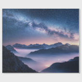 Melkweg over bergen in mist 's nachts in de zomer cadeaupapier (Vlak)