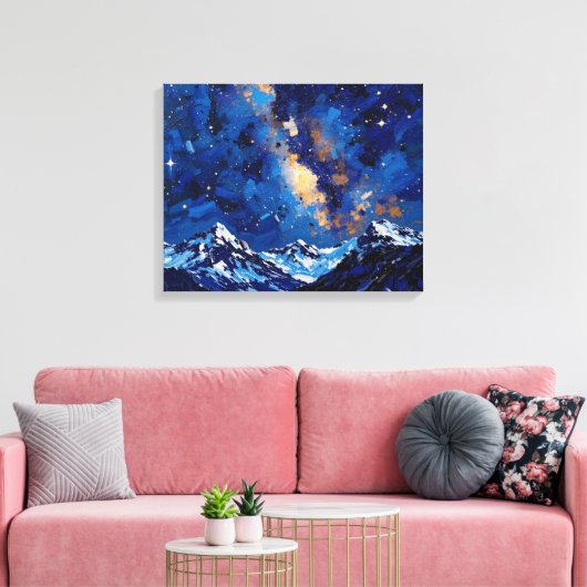 Melkweg over Bergen Premium gewikkeld Canvas (Insitu (Woonkamer))