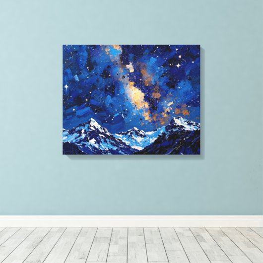 Melkweg over Bergen Premium gewikkeld Canvas (Insitu (Houten vloer))