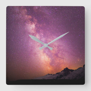 Melkweg   Over de schouder van Mt. Rainier Vierkante Klok