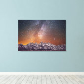 Melkweg over Grand Teton Canvas Afdruk (Insitu (Houten vloer))