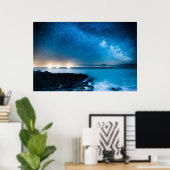 Melkweg over Vissende boten Poster (Thuiskantoor)