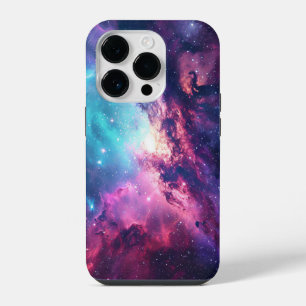 Melkweg ruimte glitters nevel paars roze heelal iPhone 14 plus hoesje