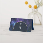 Melkweg Starnacht Paarsblauwe Bruiloft Plaatskaartje (Achterkant)