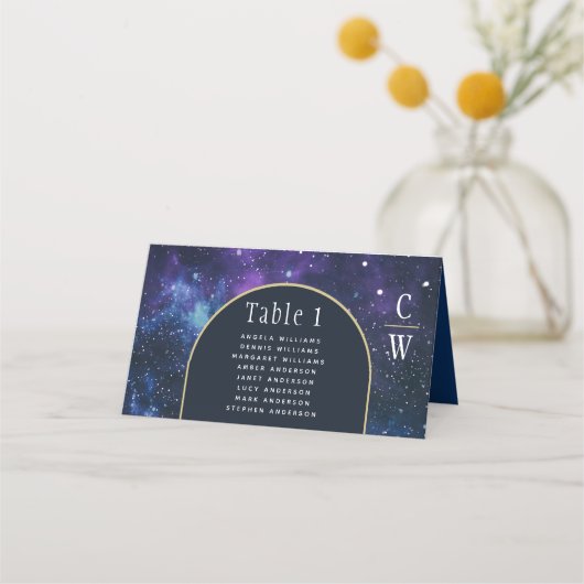 Melkweg Starnacht Paarsblauwe Bruiloft Plaatskaartje (Voorkant)