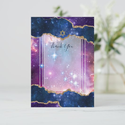 Melkweg Sterrennacht BAR MITZVAH HARTELIJK DANK Bedankkaart (Staand voorkant)