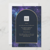 Melkweg Sterrennacht Paars Blauw Goud Trouwfeest Kaart (Achterkant)