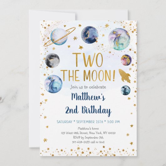 Melkweg twee: de maan blauw goud buitenruimte dag kaart (Voorkant)