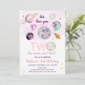 Melkweg twee: de maan roze gouden buitenste ruimte kaart (Staand voorkant)