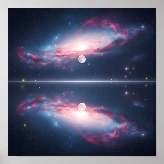 Melkwegreflectie onder maanverlichte kosmische hem poster (Voorkant)