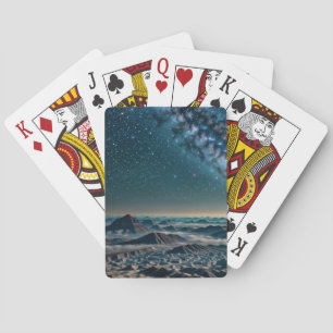 Melkwegstelsel boven woestijnbergen pokerkaarten