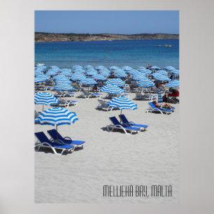 Mellieha Bay Beach Scene in Malta Poster