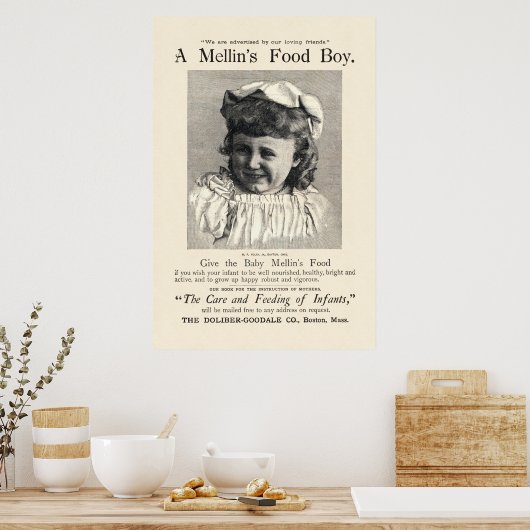  Mellin's Baby Food Ad uit 1892 Poster (Keuken)