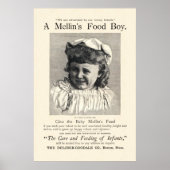  Mellin's Baby Food Ad uit 1892 Poster (Voorkant)