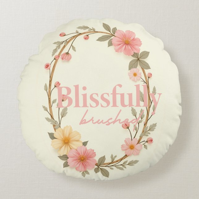 Mellow Blooms Rond Kussen (Voorkant)