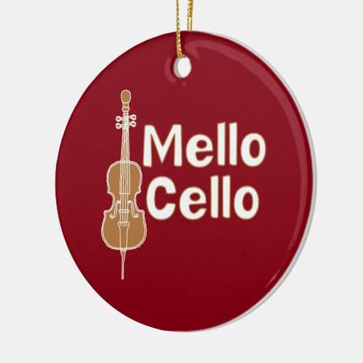 Mellow cello witte tekst keramisch ornament (Links)