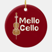Mellow cello witte tekst keramisch ornament (Achterkant)