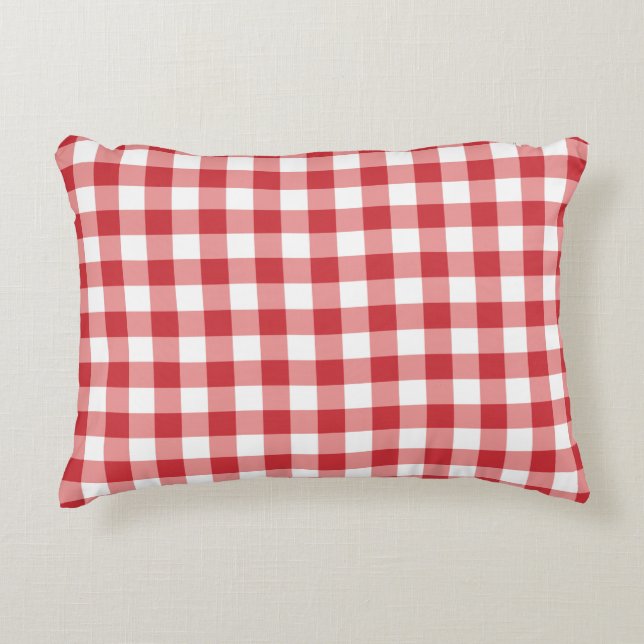 Mellow Classic Gingham - red white check plaid. Accent Kussen (Voorkant)