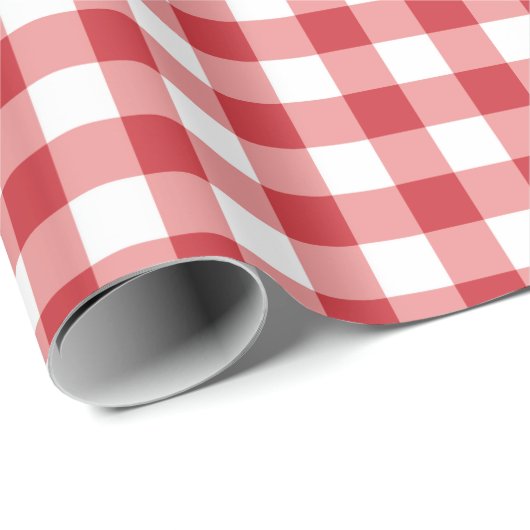 Mellow Classic Gingham - red white check plaid. Cadeaupapier (Rol Hoek)