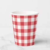 Mellow Classic Gingham - red white check plaid. Papieren Bekers (Voorkant)