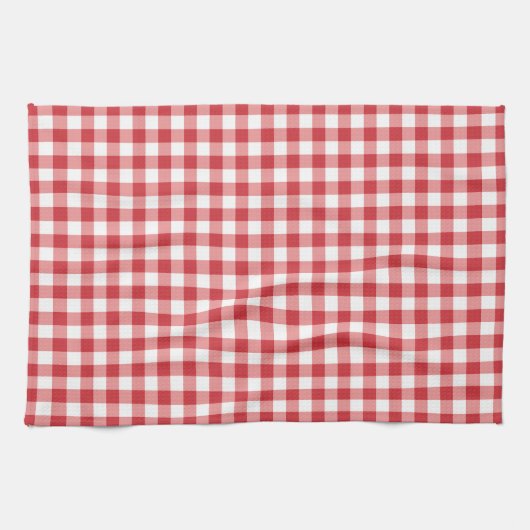 Mellow Classic Gingham - red white check plaid. Theedoek (Horizontaal)