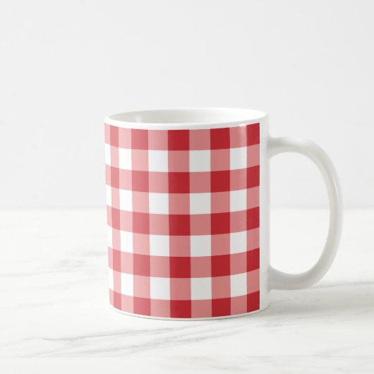 Mellow Classic Gingham - rood wit geruit. Koffiemok (Rechts)