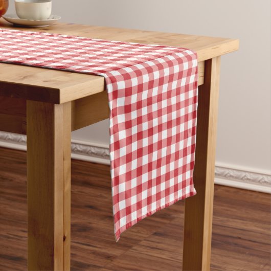 Mellow Classic Gingham - rood wit geruit. Medium Tafelloper (Voorbeeld)