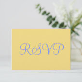 Mellow Geel Blauw Bruiloft RSVP Kaartje (Staand voorkant)