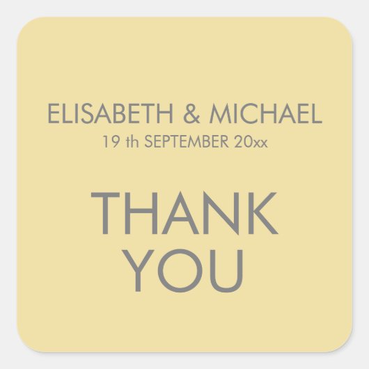 Mellow geel eenvoudige minimalistische trendy vierkante sticker (Voorkant)