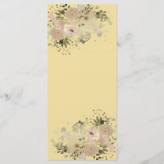 Mellow gele waterverf boho bloem trendy menu (Achterkant)